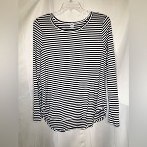 Old Navy Navy Blue & White Striped Long Sleeve Cotton Shirt. Size XL.